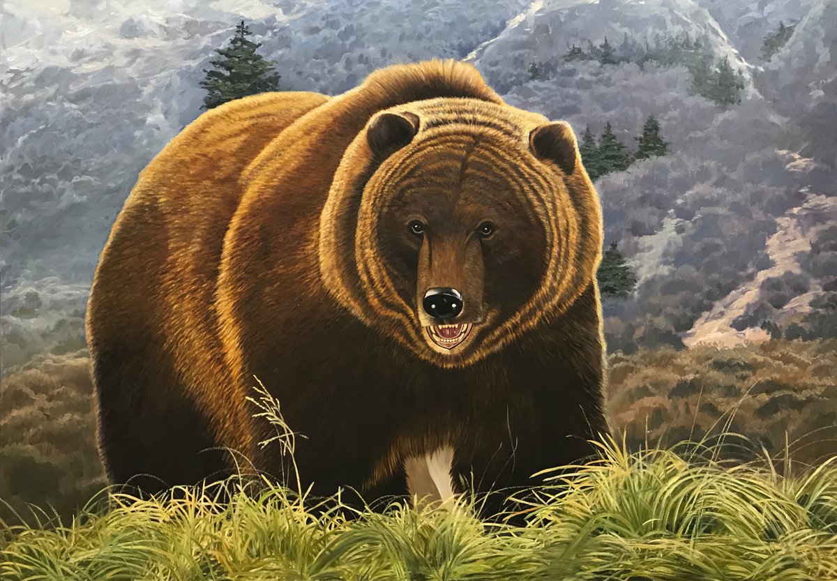 Original oil painting Brown Bear - 200x140 cm (2021) by Evgeniya Roslik