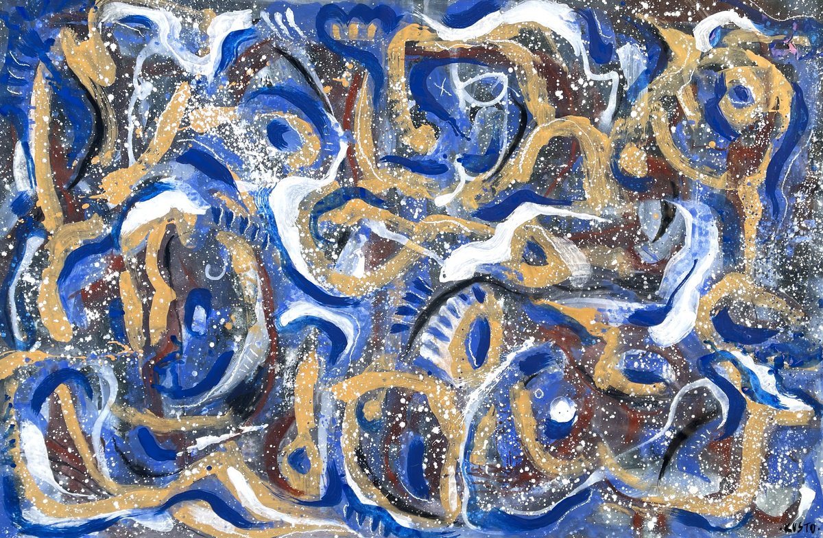 Expressive Abstract Acrylic Painting By Daria Kusto, 77 X 51, Dancing Souls, Original Artwork