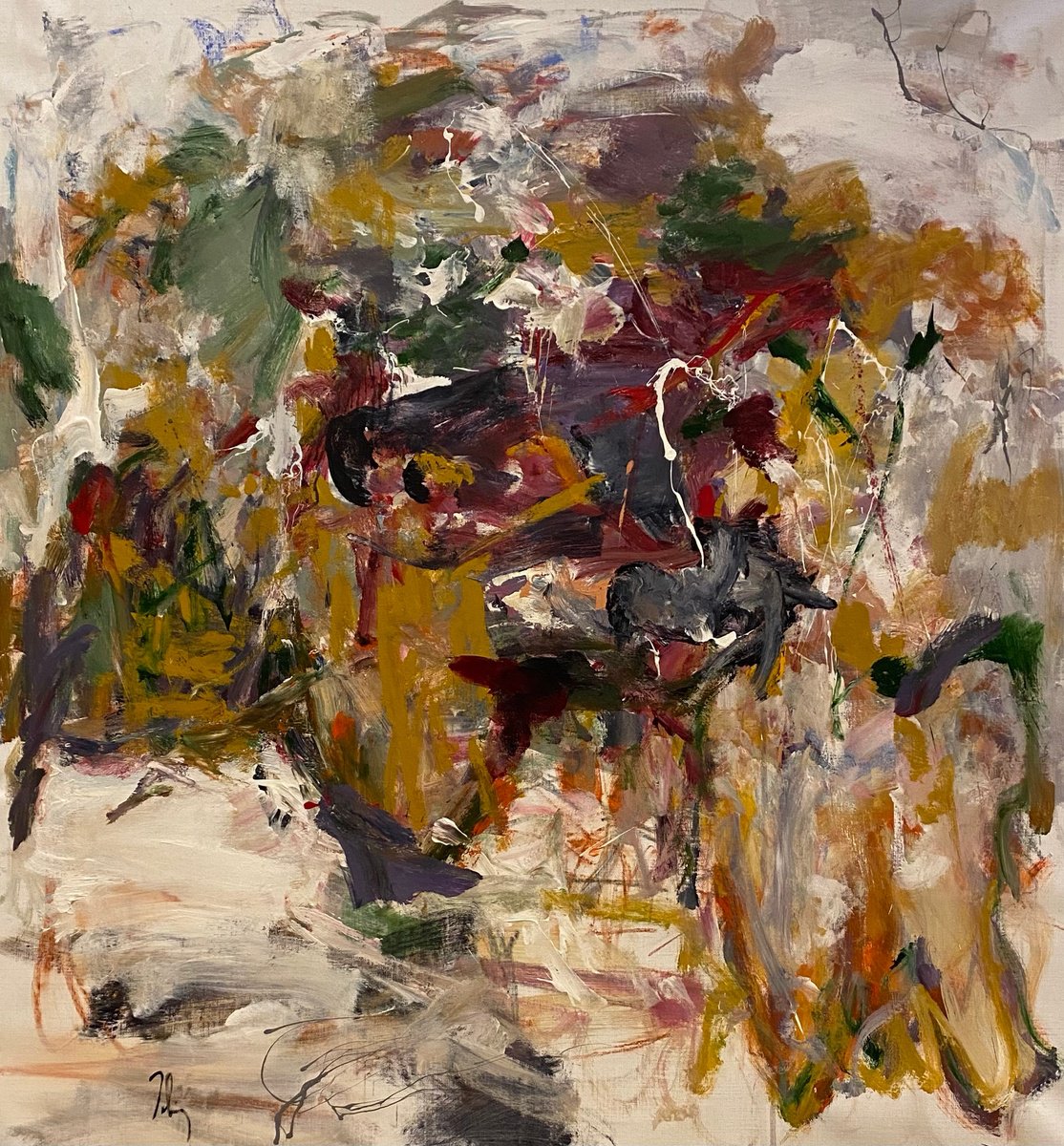 Organic Abstract Acrylic Painting By Lloyd Tabing, 51 X 55", Words Of A Story, Original Artwork