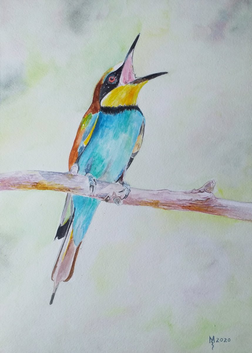 Impressionistic Animal Watercolour By Zoran Mihajlovic Muza, 10 X 14", Invocation, Original Artwork