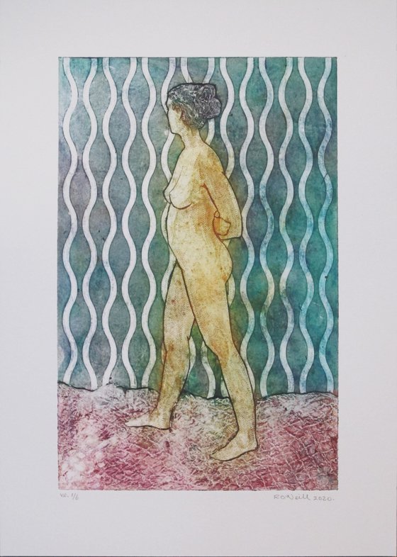 Standing female nude varied edition print of 6