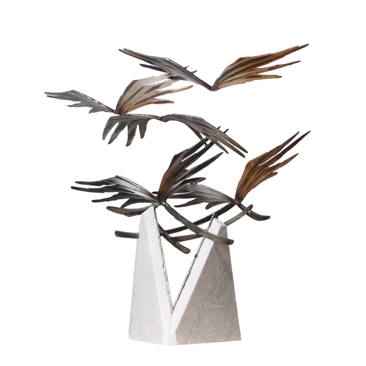 Impressionistic Animal Sculpture By Stevlin Yovchev, 24 X 21", "Birds", Original Artwork