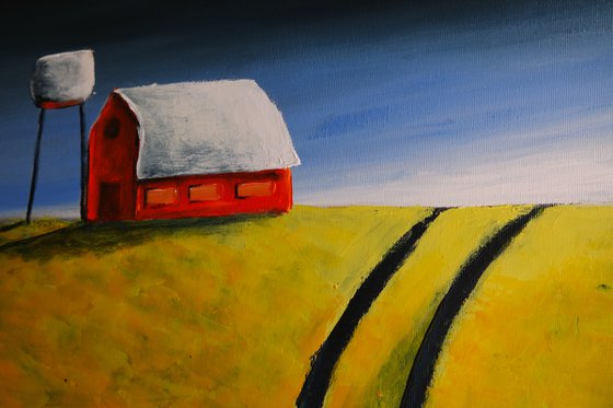 The Orange  Barn and the storm -  Fields and Colors Series