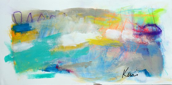 For the Distance 12x6" Abstract Expressionist Painting on Paper