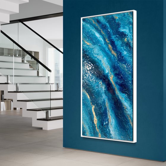 The Deep 50 x 100cm textured abstract