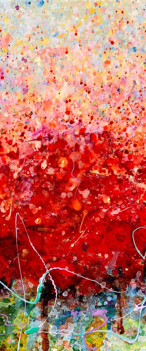 Abstract Poppy Field   #3  10 "X 10" X 0.5"  by @OLenaArt by Lena Owens at OLena Art