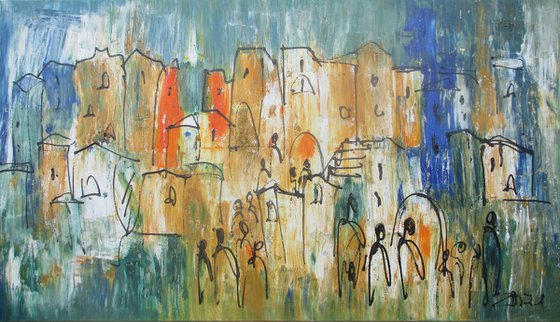 mediterrian citylife xl Acrylpainting 31,4 x 55,2 inch