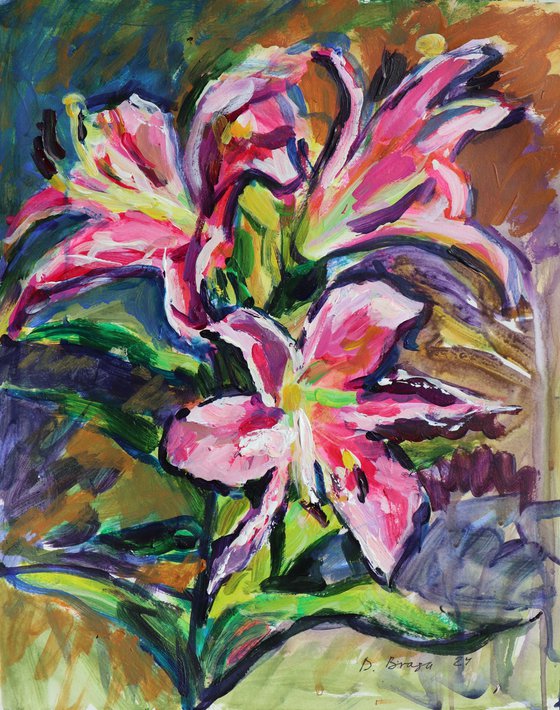 Rose lilies (plein air)