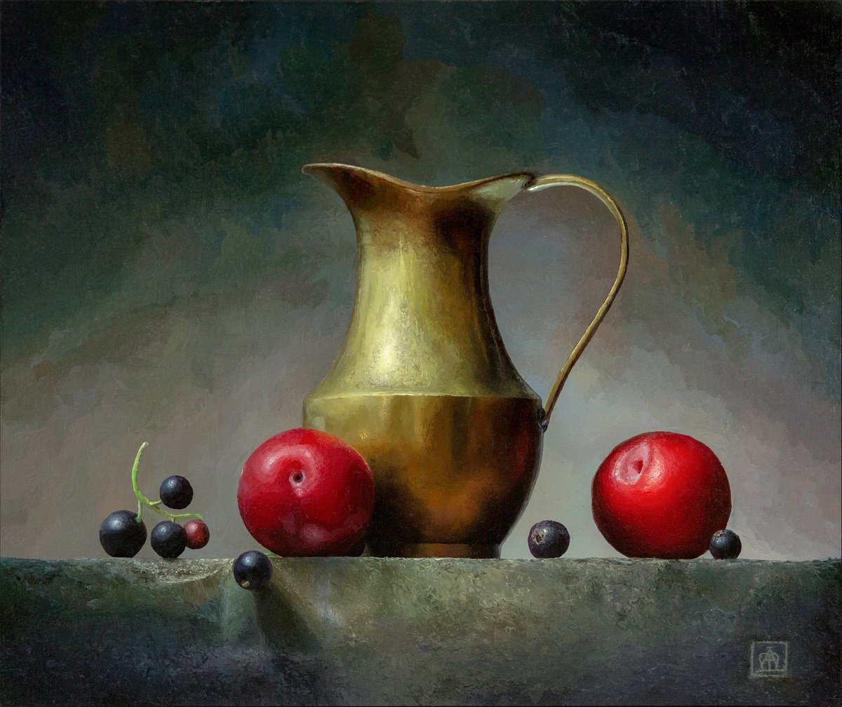 Photorealistic Still Life Oil Painting By Alexey Merzlikin, 10 X 8, Amber Dream, Original Artwork