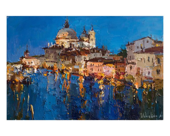 Evening Venice Italy - Original Oil Painting impasto art