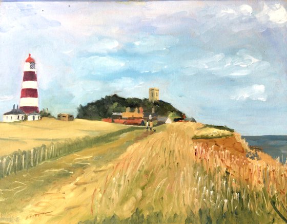 Lighthouse and Norfolk Coast, An original oil painting