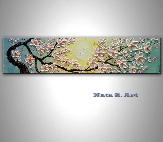 Spring Blossom - Original Blossom Sakura Painting, Impasto Flowers Art