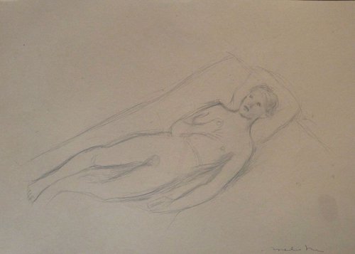 Reclining Nude, 59x42 cm by Frederic Belaubre