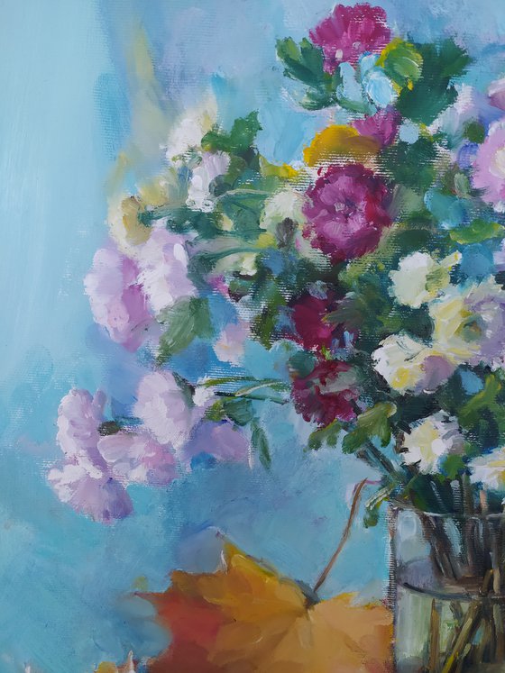 Flowers and apples