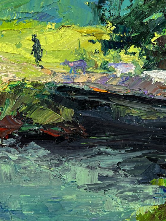 White Goats Over the River