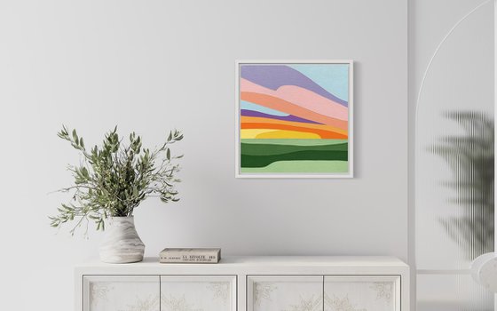 Sunset over the winter fields