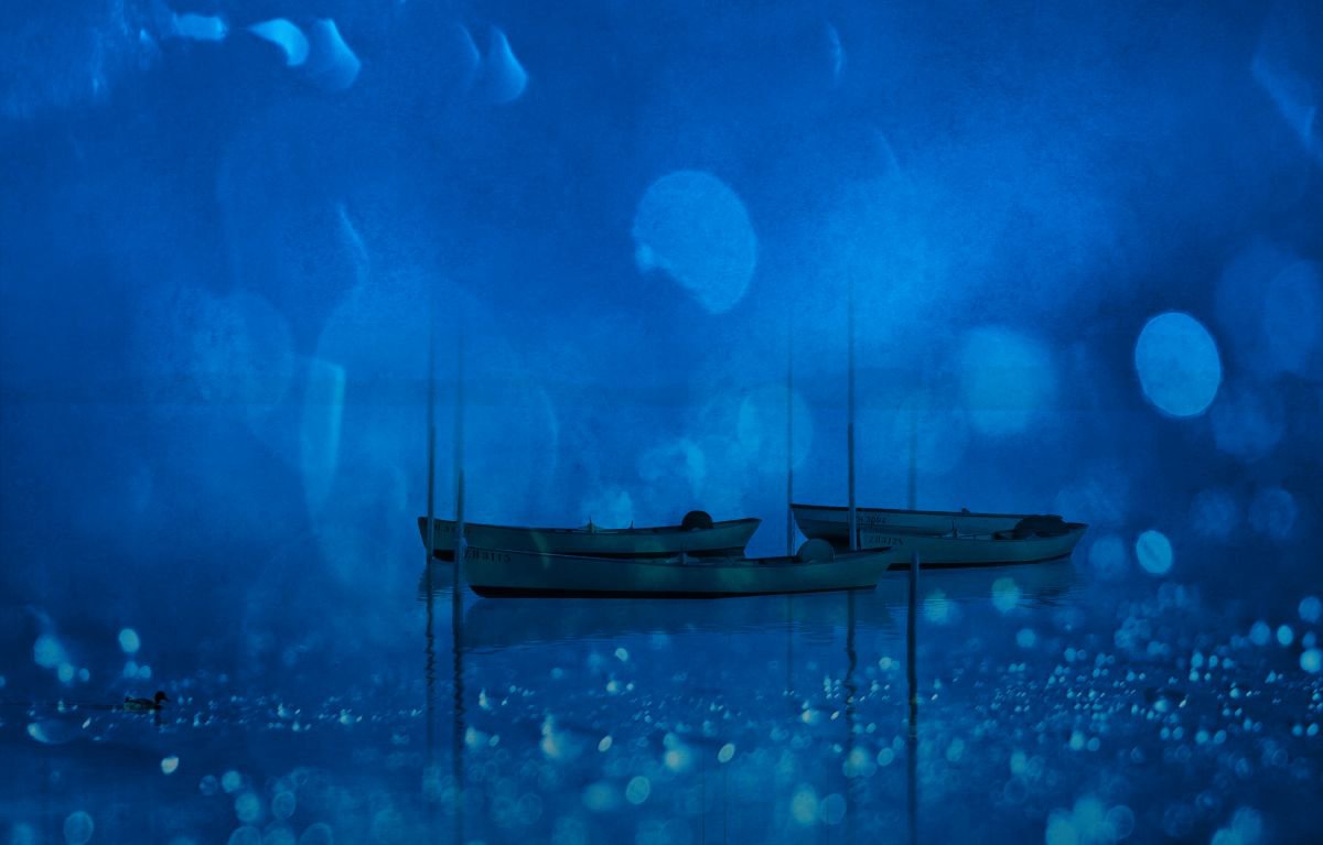 Illustrative Landscape Photograph By Srdjan Jevtic, 39 X 25", Boats, Original Artwork