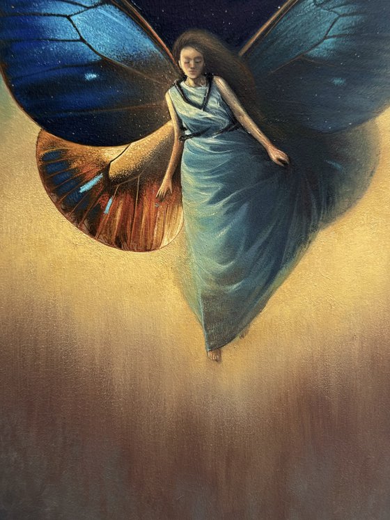 Wings behind the shoulders