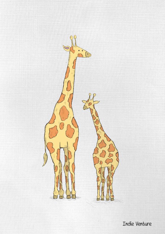 Giraffe and baby