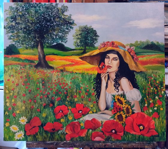 Landscape with poppies