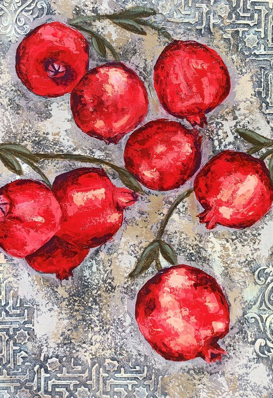 Pomegranates with textured background