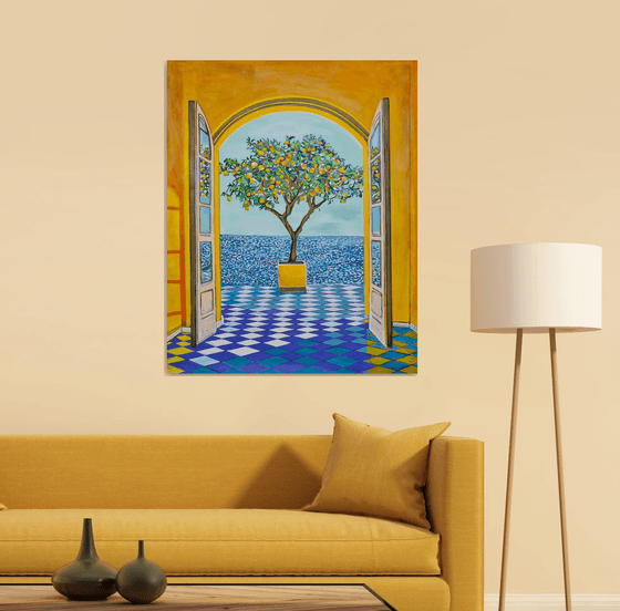 Seascape with lemon tree
