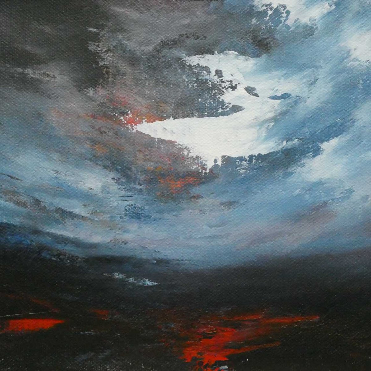 Expressive Landscape Acrylic Painting By Oconnart, 10 X 10", Moorland Fire, Original Artwork