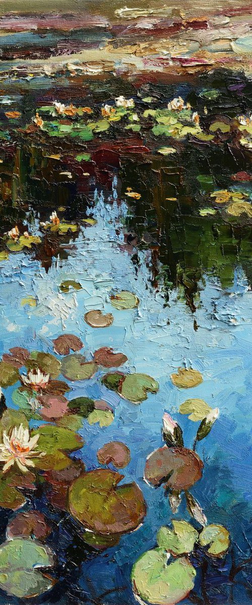 Water lilies Original Oil painting 60 x 80 cm by Anastasiia Valiulina