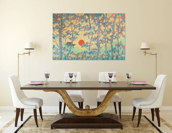 Warm Sunset in the Oriental Forest