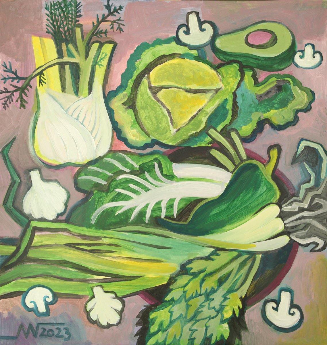 Still Life Acrylic Painting By Marina Gorkaeva, 20 X 22", Still Life, Original Artwork