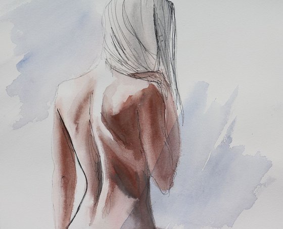 Nude mixed media painting