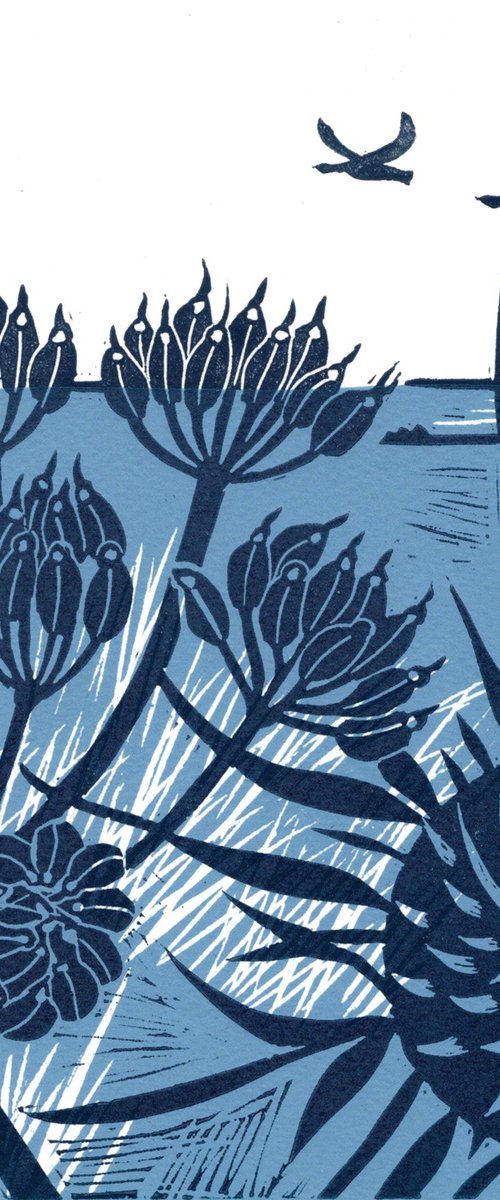 Geese Over the Marsh - Vintage Blue by Kate Heiss