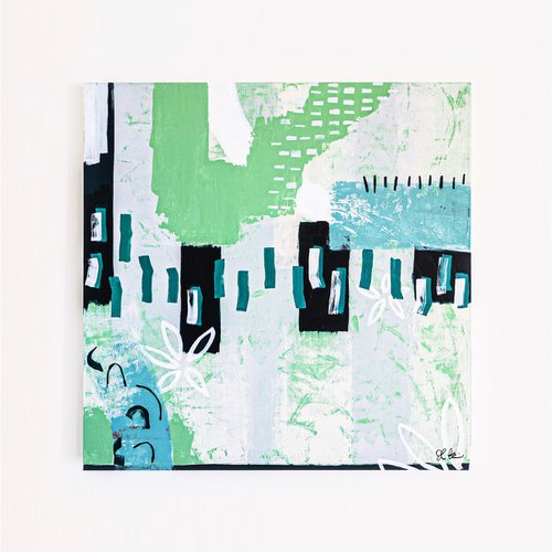 Green sentimental (40"x40" | 101x101 cm) by Hyunah Kim