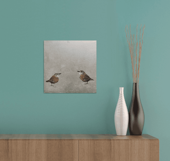 Two Little Wrens ~ on Silver II