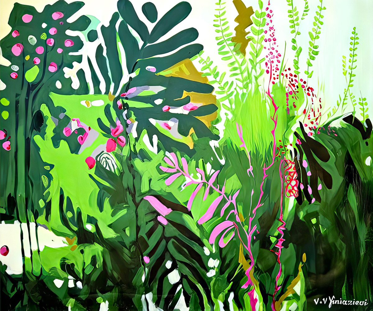 Abstract Acrylic Painting By V+V Kniazievi, 51 X 43", After The Rain #1, Original Artwork