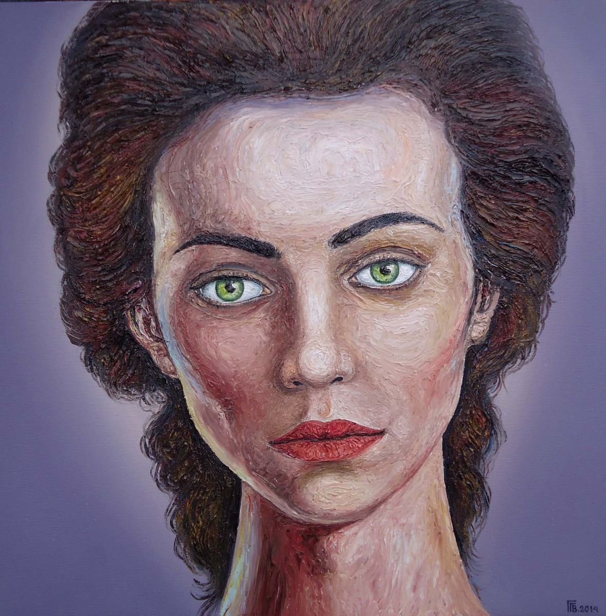 Photorealistic Portrait Oil Painting By Grigor Velev, 25 X 25, Straight, Original Artwork