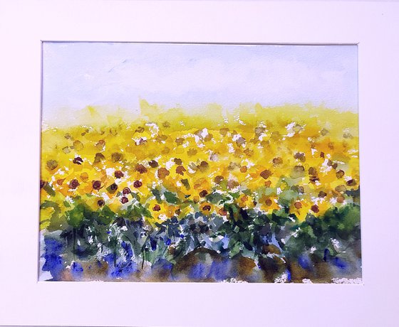 Painterly Sunflower fields