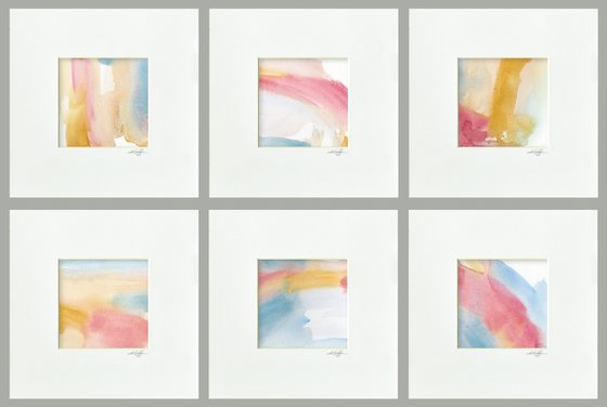 Soft Whispers Collection - Set of 6 Abstract Paintings in Mats by Kathy Morton Stanion