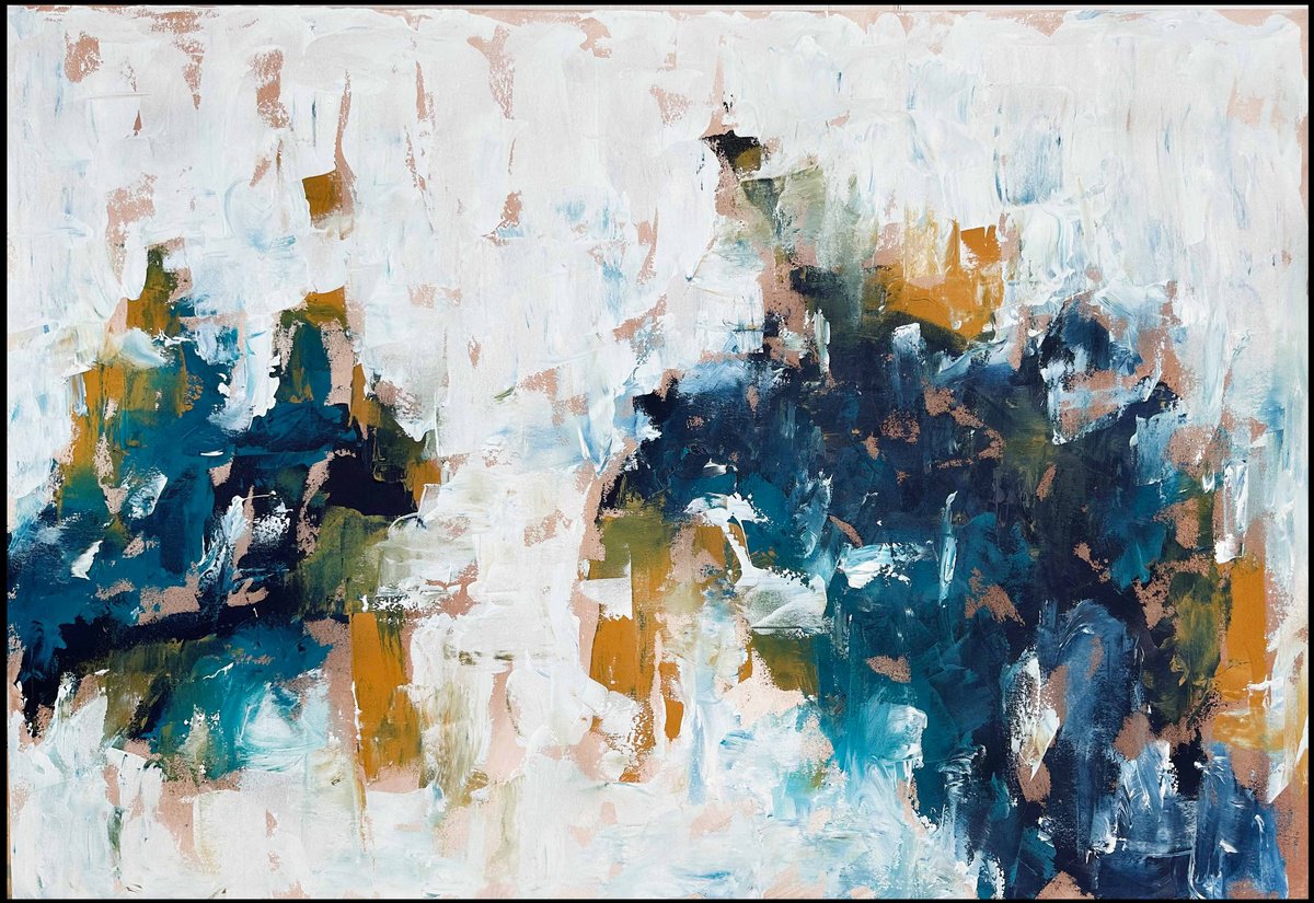 Abstract Acrylic Painting By Omar Obaid, 60 X 41", Always Near No Matter How Far, Original Artwork