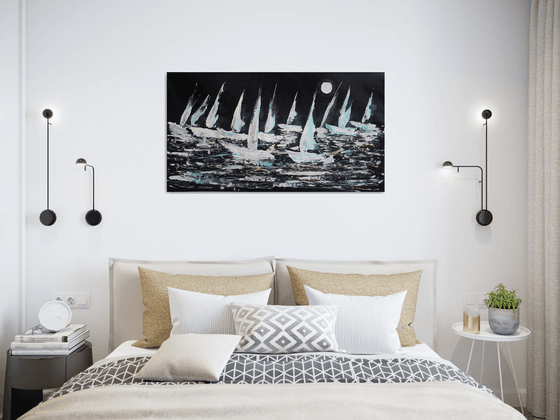 Night Regatta... /  ORIGINAL ACRYLIC PAINTING