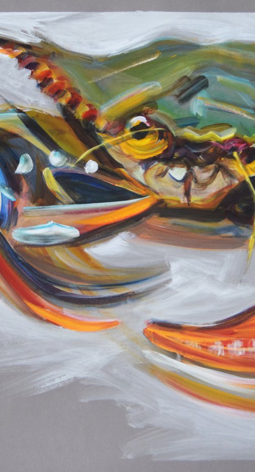 Crab Orange Green by Michelle Parsons