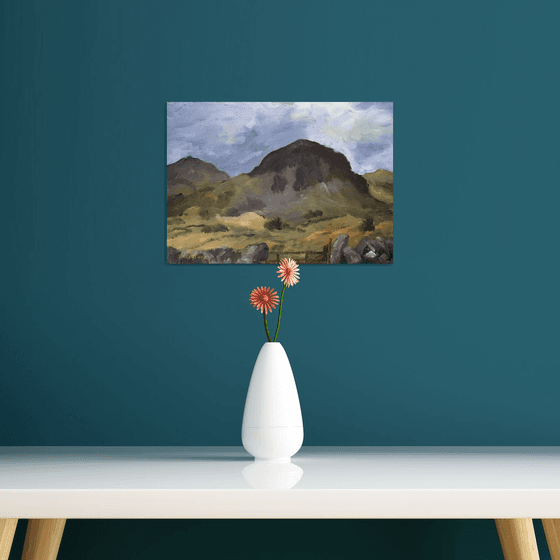 Mountains above Ffestiniog, An original oil painting.