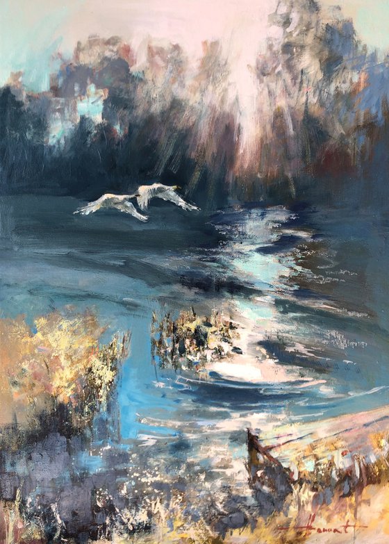 Sun over the river