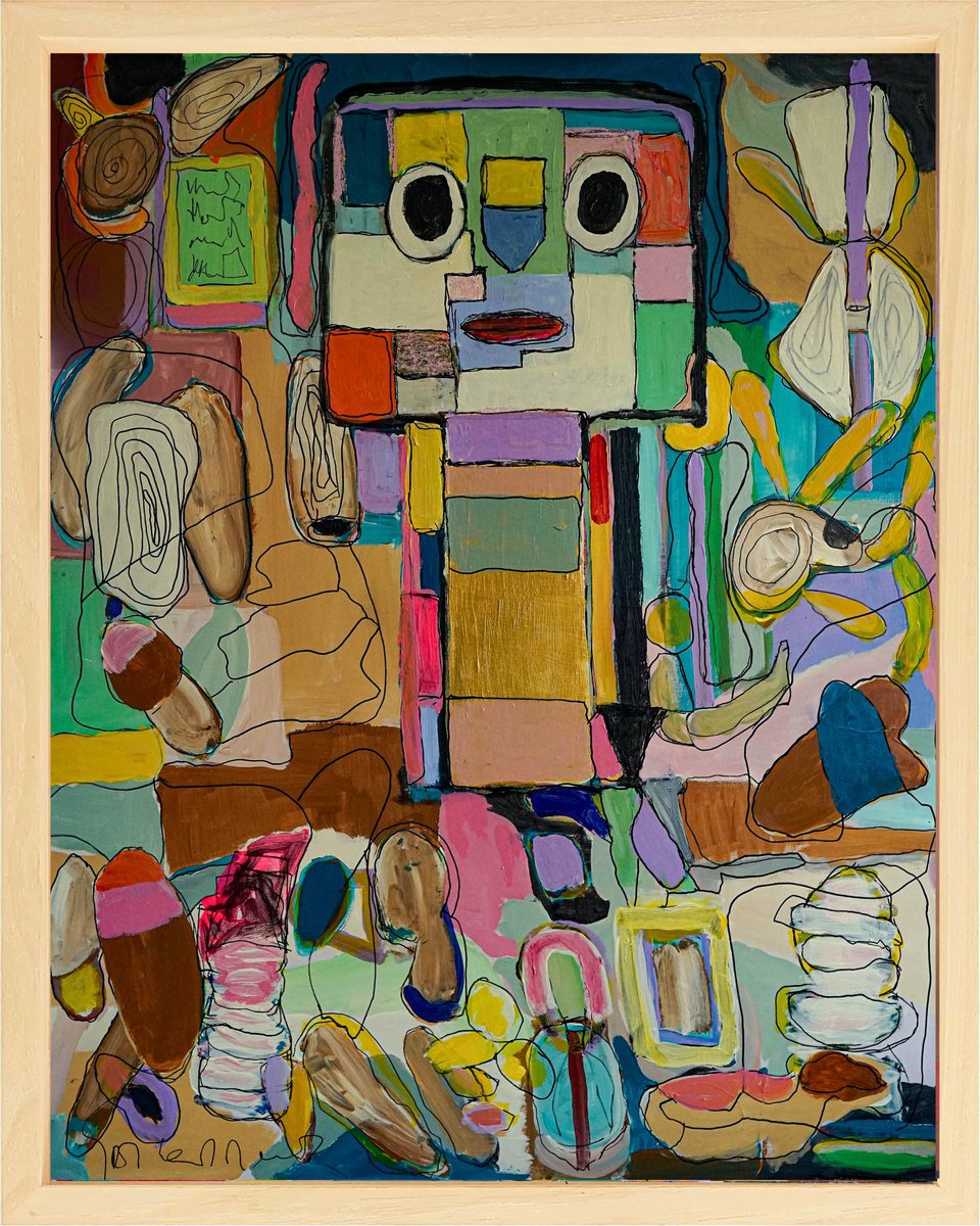 Organic Abstract Acrylic Painting By Geert Lemmers Fpa, 33 X 41, Insufficient Identification 5, Original Artwork