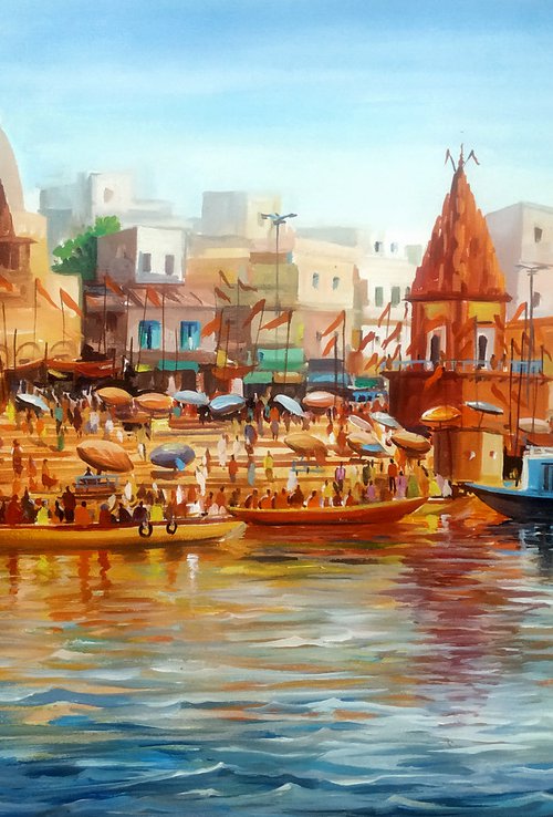 Varanasi Ghat at Morning by Samiran Sarkar