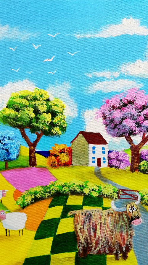 Cows and patchwork fields