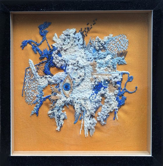 Textile panel in ocher Wall art