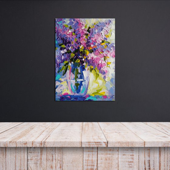 Spring soon - oil painting, lilac, lilac bouquet, flowers, flowers oil painting