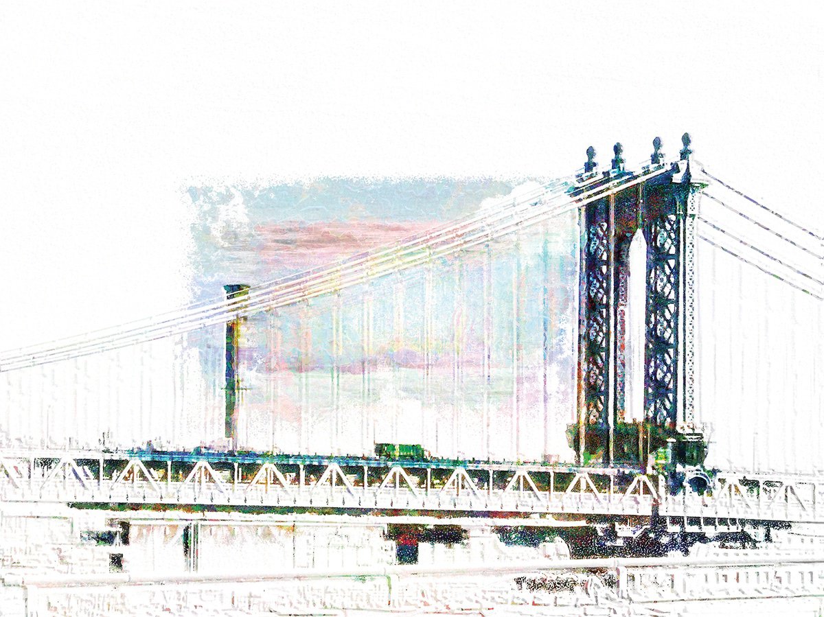 Colores, Manhattan bridge/XL large original artwork by Javier Diaz
