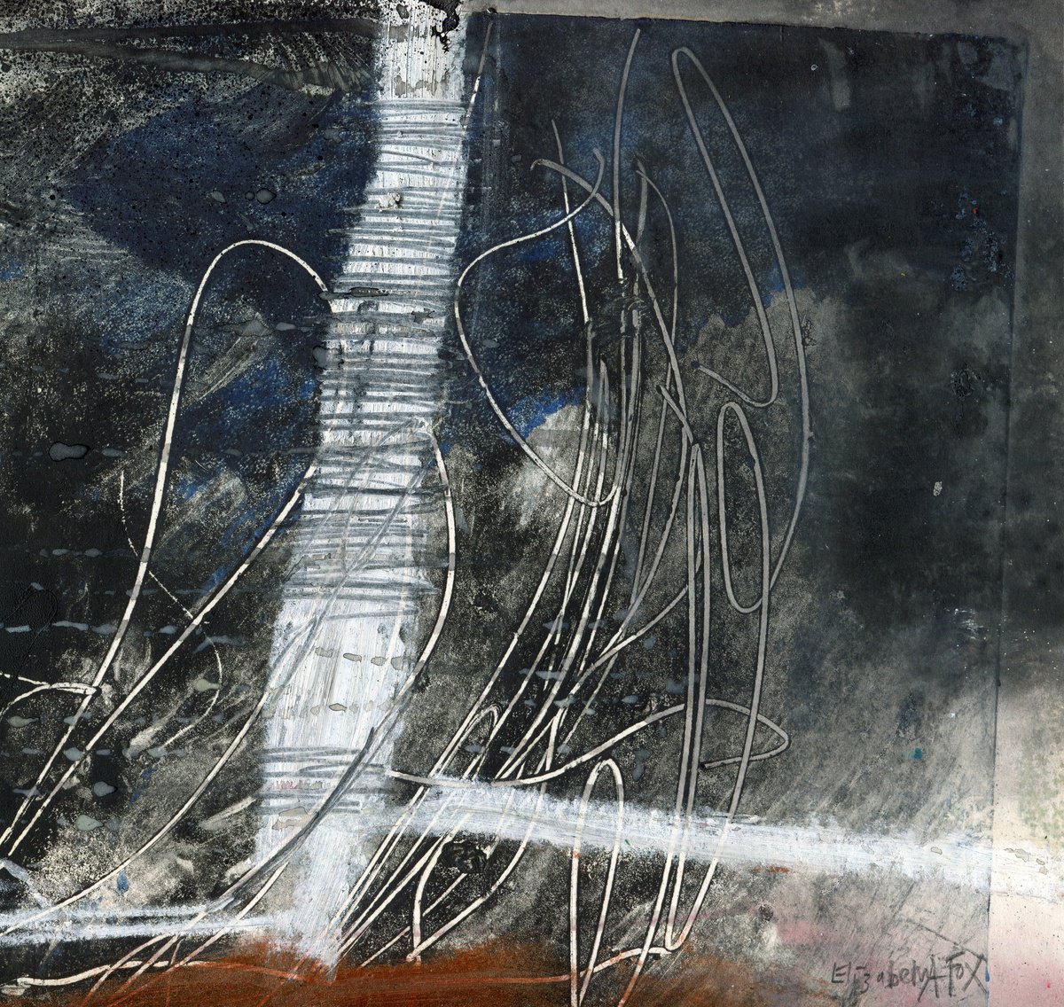 Abstract Landscape Limited Edition Print By Elizabeth Anne Fox, 9 X 9, Lightning Field 1, Original Artwork